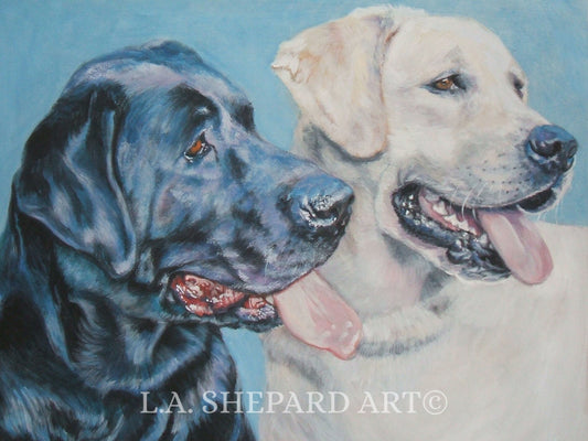 LABRADOR Retriever dog ART PRINTof LAShepard painting 8x10 yellow and black labs