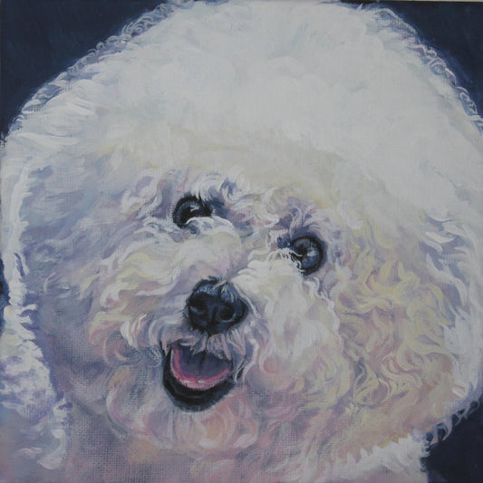 Bichon Frise portrait dog art print of LA Shepard painting 12x12