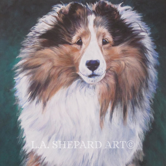 Shetland Sheepdog SHELTIE dog ART portrait canvas PRINT of LAShepard painting 8x8