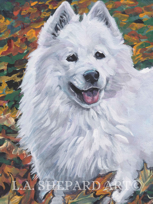 SAMOYED Dog art PORTRAIT PRINT of LAShepard painting 12x16" sammy