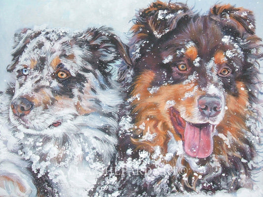 Australian Shepherd AUSSIE dog ART portrait canvas PRINT of LAShepard painting 8x10"