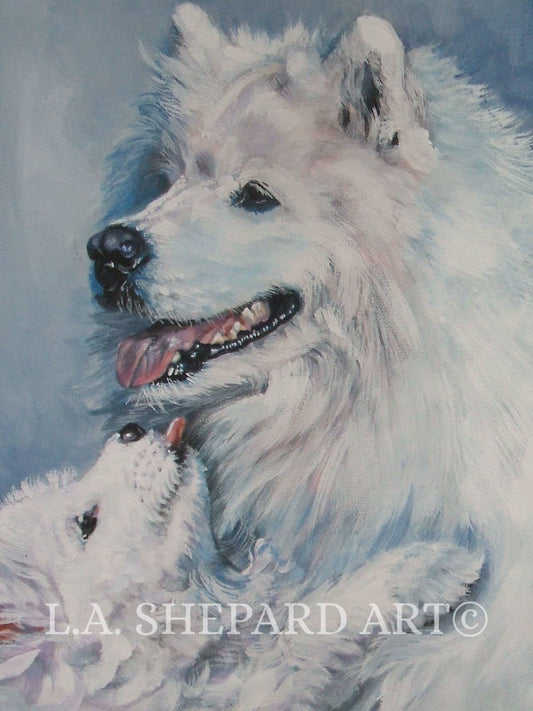 SAMOYED dog ART portrait canvas PRINT of LAShepard painting 8x10