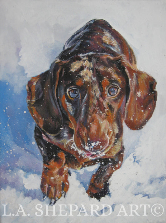Dachshund dog portrait art print of LAShepard painting 12x16