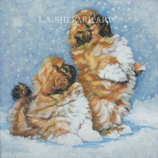 PEKINGESE dog ART canvas PRINT of LAShepard painting 12x12" xmas