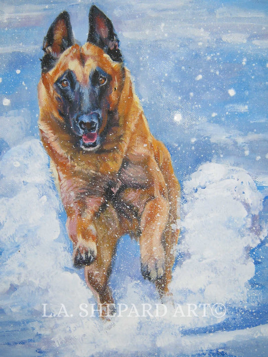 Belgian MALINOIS dog art PRINT of LA Shepard painting 12x16
