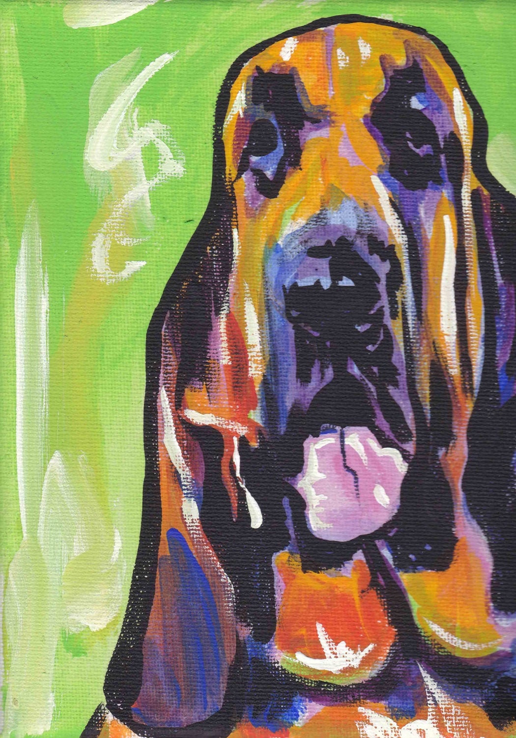 Bloodhound Dog portrait art print modern pop art 13x19
