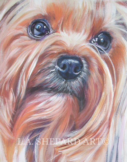 Yorkshire Terrier YORKIE dog ART portrait canvas PRINT of LAShepard painting 11x14