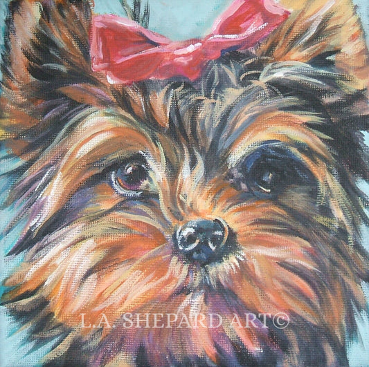 Yorkshire Terrier YORKIE dog ART canvas PRINT of LAShepard painting 12x12