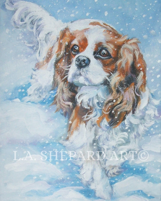 CAVALIER King Charles Spaniel dog ART PRINT of LAShepard painting 8x10