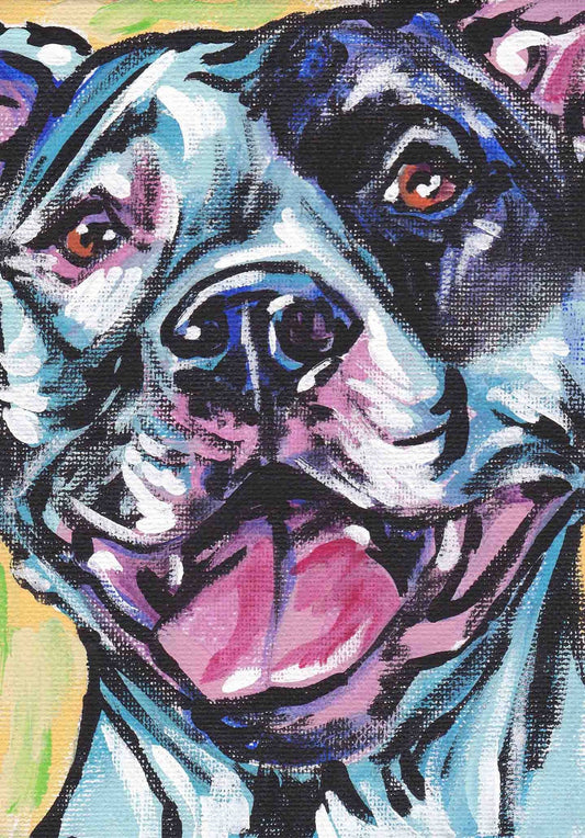 Pitbull pit bull art print dog pop art bright colors 8.5x11" LEA