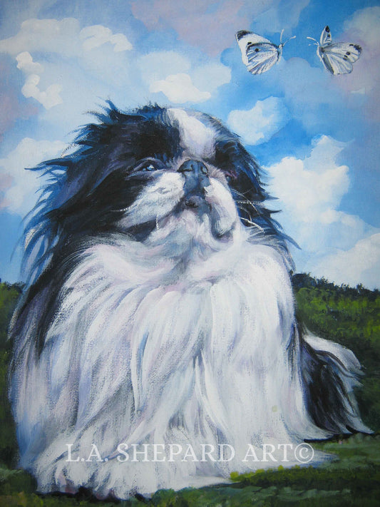 JAPANESE CHIN dog art canvas PRINT of LAShepard painting 8x10