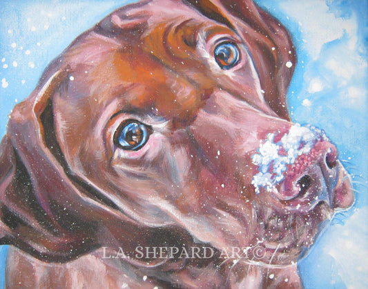 Vizsla portrait canvas print of LA Shepard painting 8x10 dog art