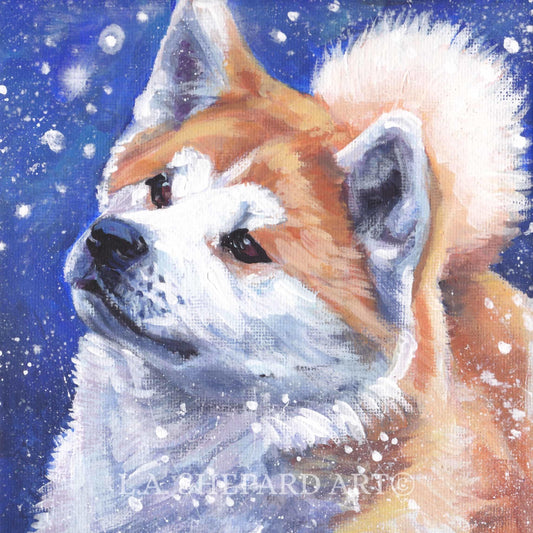 Akita "Akita Enjoying the Snow" by LA Shepard