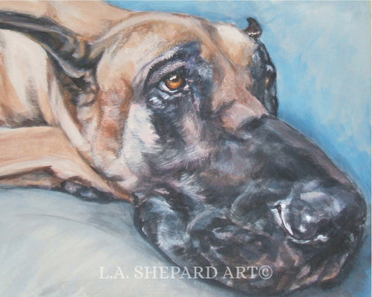 GREAT DANE dog portrait art Canvas PRINT of LAShepard painting 11x14"