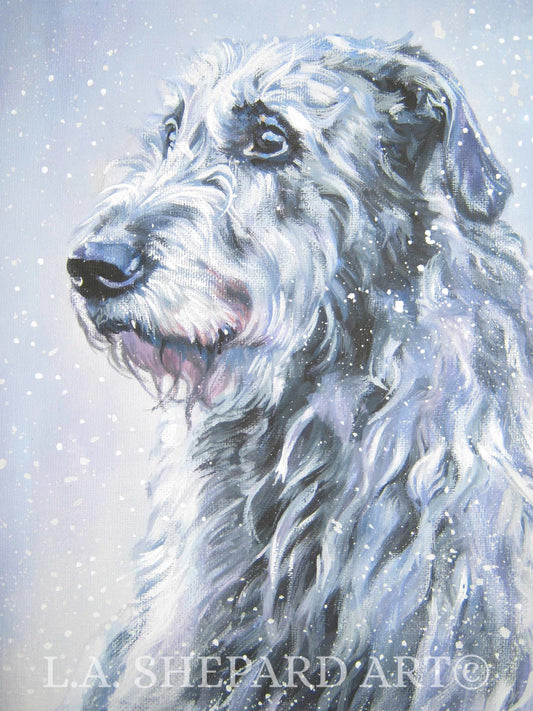 Irish Wolfhound dog art portrait PRINT of LAShepard painting 8x10