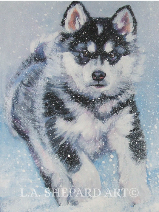 Alaskan Malamute dog art canvas PRINT of LAShepard painting 8x10