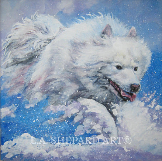 SAMOYED dog ART PRINT of LAShepard painting 12x12
