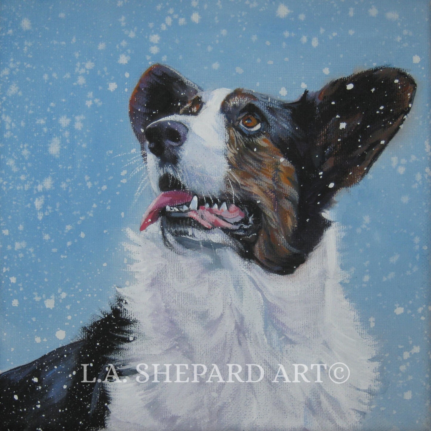 Cardigan Welsh Corgi dog art portrait PRINT of LAShepard painting 12x12