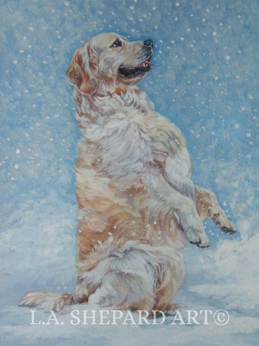 Golden Retriever dog art portrait PRINT of LAShepard painting 8x10