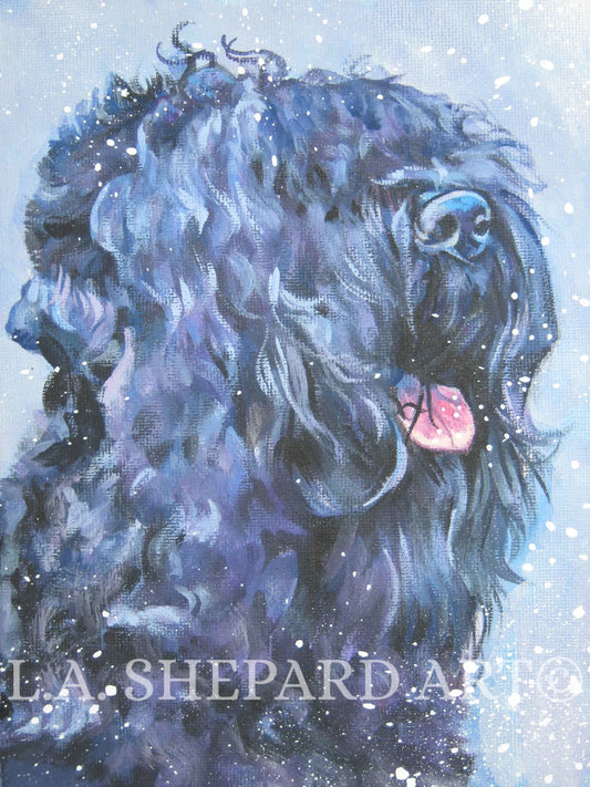 Black Russian Terrier dog portrait BRT ART PRINT of LAShepard painting 8x10