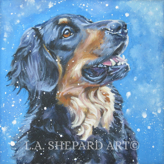 Hovawart dog art portrait  PRINT of LA Shepard painting 12x12