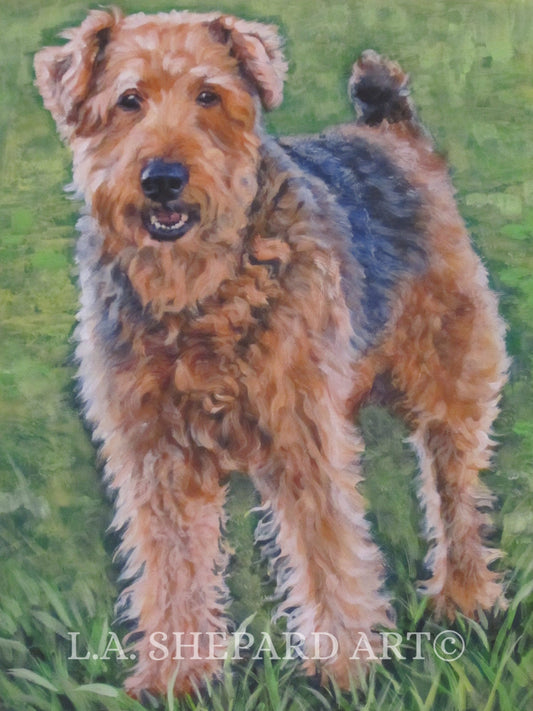 Airedale Terrier "Airedale Terrier Smile" Giclée print of original painting by LA Shepard