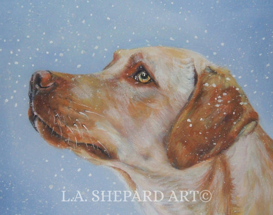 Labrador Retriever YELLOW LAB dog art PRINT of LAShepard painting 11x14