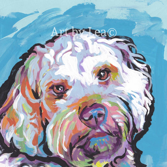 Cockapoo dog portrait art print of pop art dog painting bright colors 12x12
