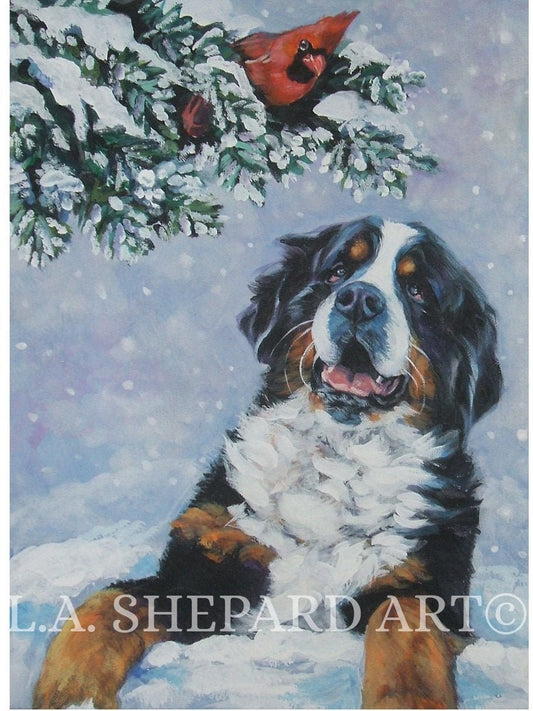 BERNESE Mountain Dog art PRINT of LA Shepard painting 12x16