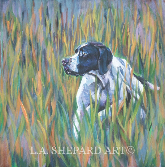English Pointer dog art  print of LA Shepard painting 8x8