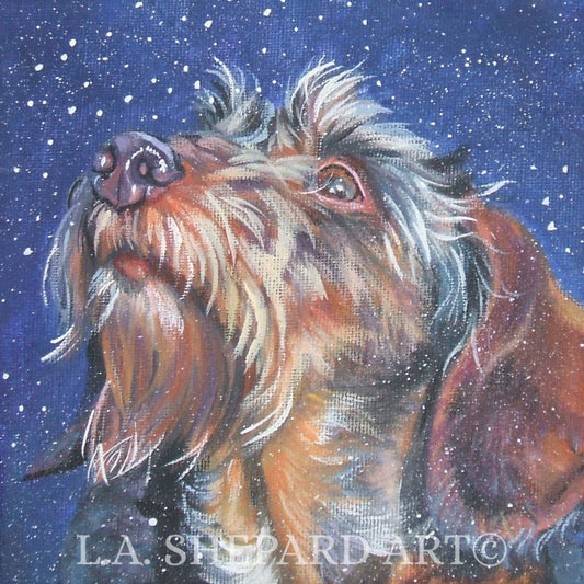 DACHSHUND dog ART canvas PRINT of LAShepard painting 8x8 xmas