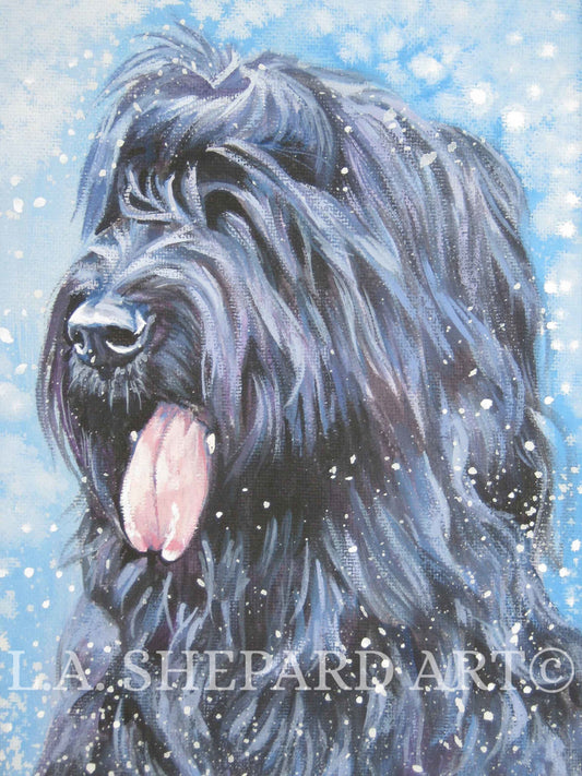 BRIARD dog ART portrait canvas PRINT of LAShepard painting 8x10