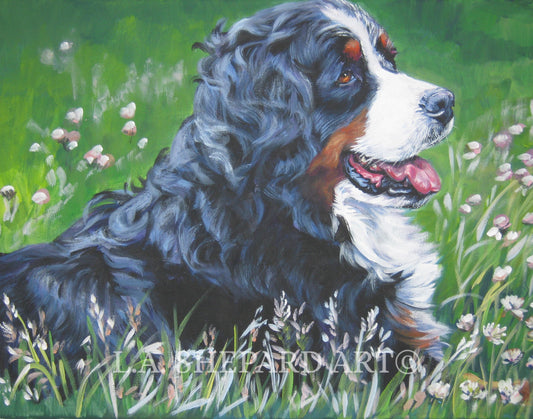 Bernese Mountain Dog art portrait canvas PRINT of LAShepard painting 8x10