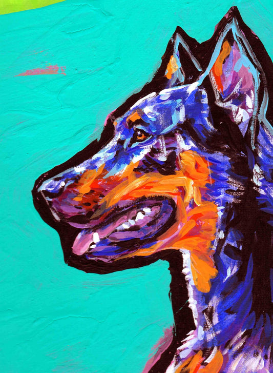 Beauceron dog art print of pop art dog painting bright colors 13x19