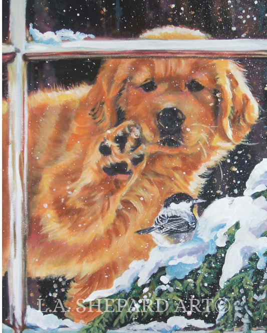 golden Retriever Dog art PRINT of L.A.Shepard painting