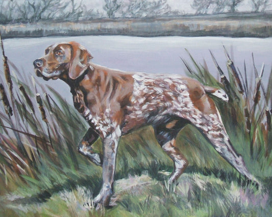 gsp German Shorthaired pointer art CANVAS print of LA Shepard painting 8x10 dog art