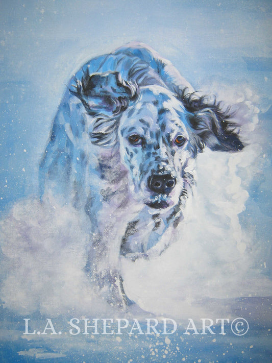 English Setter DOG art PORTRAIT canvas PRINT of LAShepard painting 8x10