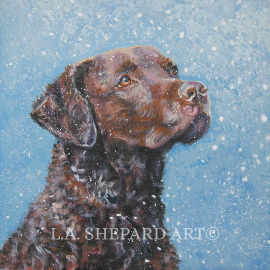 Chesapeake Bay Retriever dog art portrait PRINT of LAShepard painting 12x12"