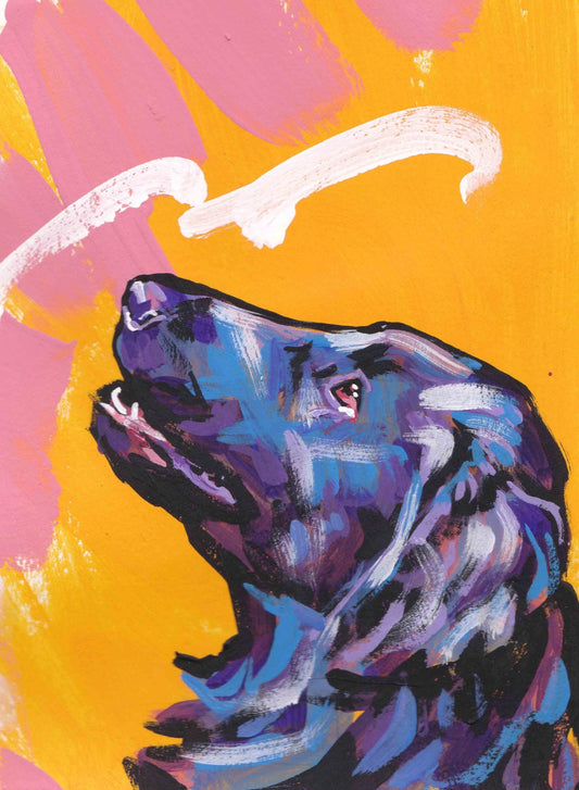 Flat-Coated Retriever art print of painting pop dog art modern portrait bright colors 13x19"