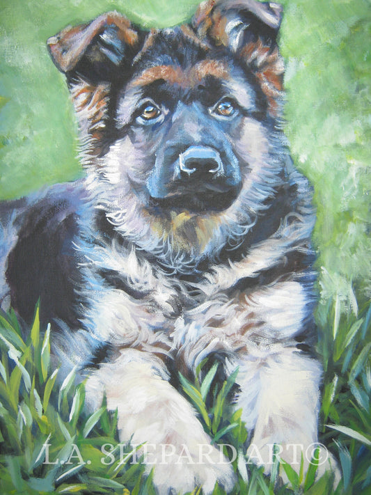 German Shepherd dog GSD ART PRINT of LAShepard painting 8x10 alsatian