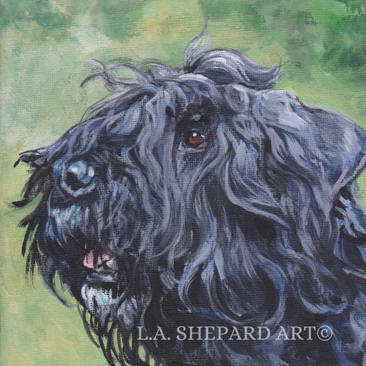 BOUVIER Des Flandres DOG art PORTRAIT print of LAShepard painting 8x8"