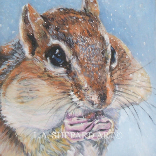 Chipmunk woodland creature art print of LA Shepard painting 12x12