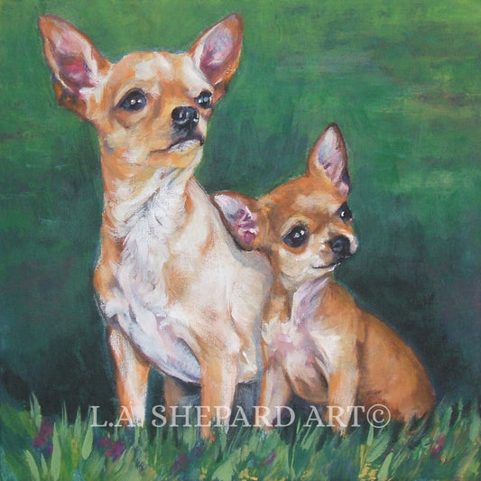 CHIHUAHUA dog art canvas PRINT of LAShepard painting 8x8