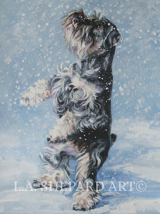 Miniature SCHNAUZER dog ART PRINT of LAShepard painting 8x10