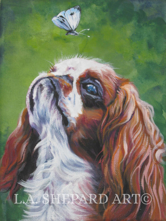 English Toy Spaniel dog art canvas PRINT of LAShepard painting 8x10