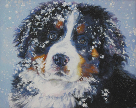 Bernese Mountain Dog art CANVAS print of LA Shepard painting 8x10 portrait