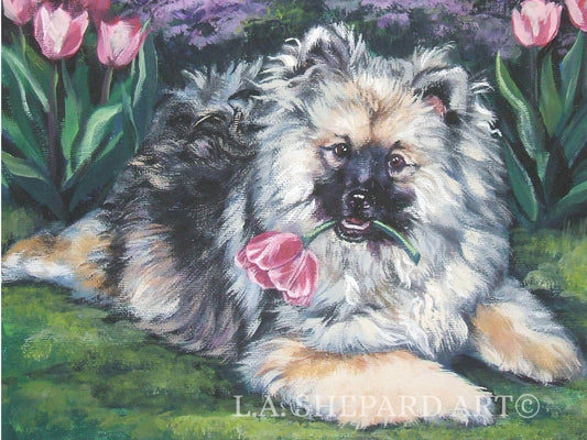 KEESHOND dog ART PRINT of LAShepard painting 8x10