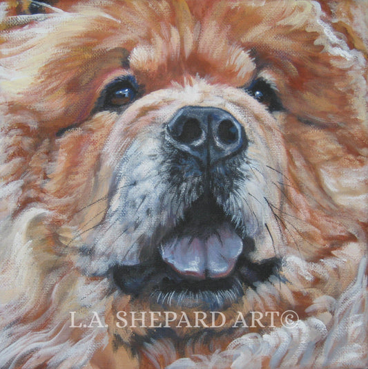 Chow Chow dog art portrait  print of LA Shepard painting 12x12
