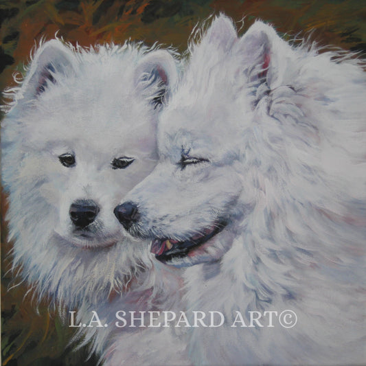 SAMOYED Dog dog portrait ART canvas PRINT of LAShepard painting 8x8