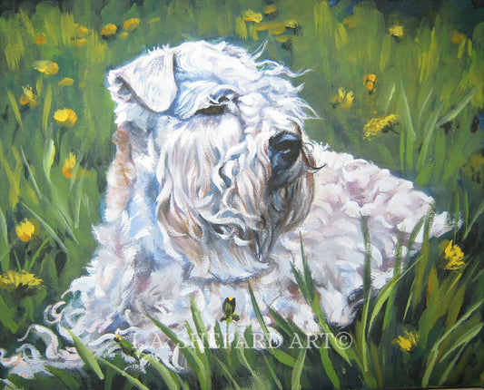 Wheaten Terrier dog art print of LA Shepard dog painting 8x10